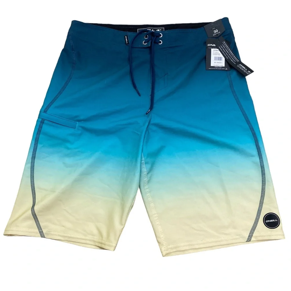 O’Neill Hyperfreak hyperdry S-Seam Fade Blue Ombré board shorts Beach Vacation